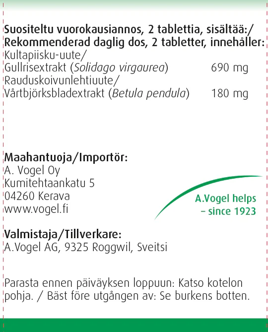A.Vogel Fluid Balance - Nesteenpoiston edistämiseen 60 tabl. - päiväys 07/2026 - poistuu - Image 2