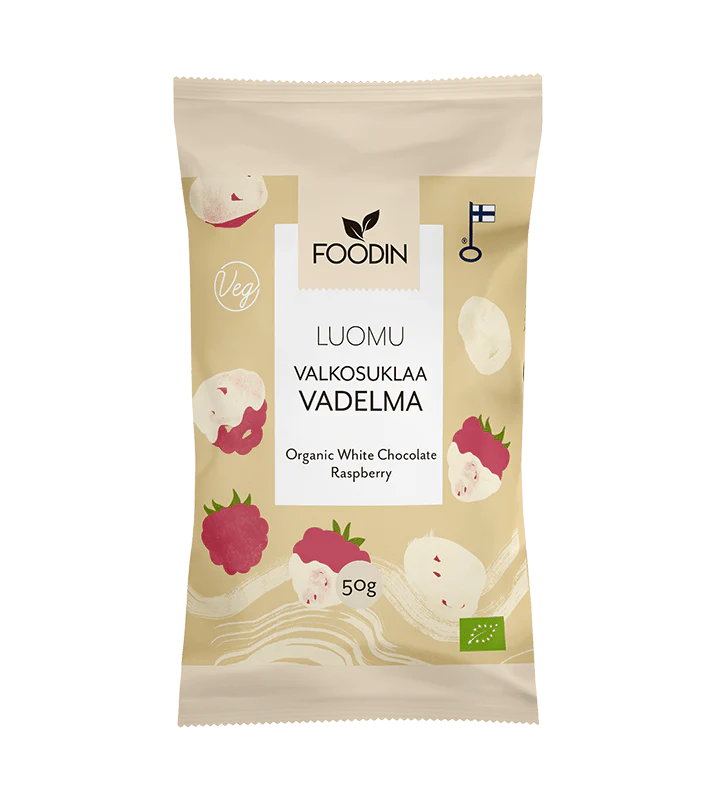 Foodin Valkosuklaa Vadelma Luomu 50 g