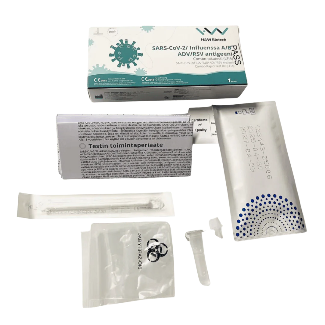 H&W SARS-CoV-2 / Influenssa A/B + SV/RSV Pikatesti 1 kpl - Image 2
