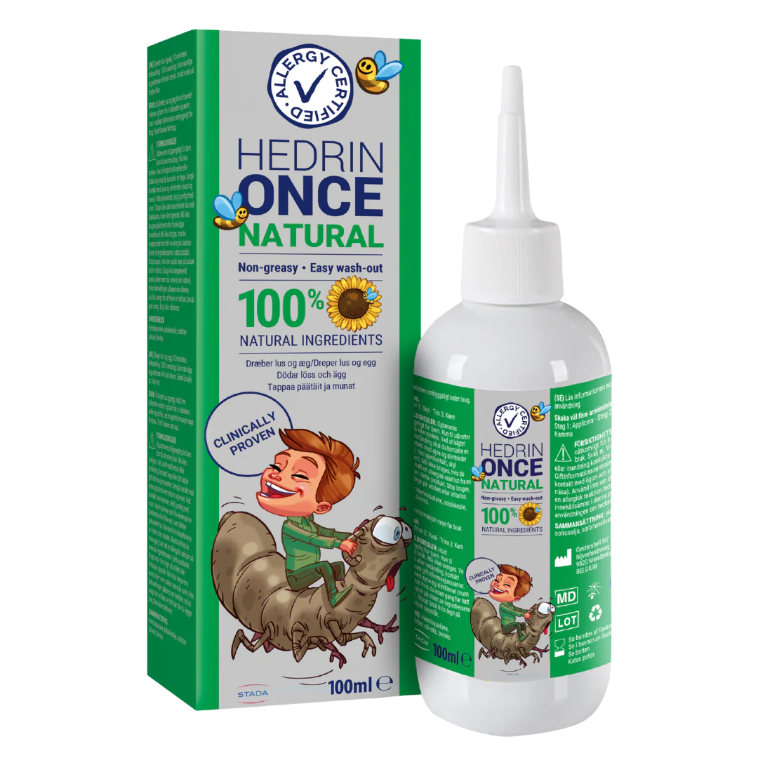 Hedrin Once Natural 100 ml - Luonnollinen ja tehokas hoito päätäitä ja niiden munia vastaan - poistuu