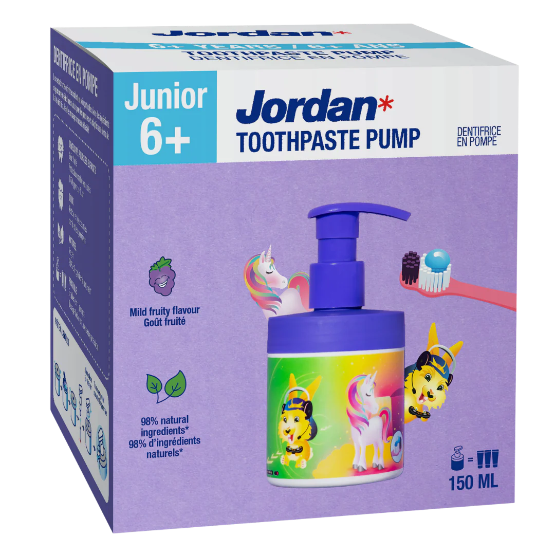 Jordan Junior 6-12-v - Lasten hammastahna pumppupullo 150 ml