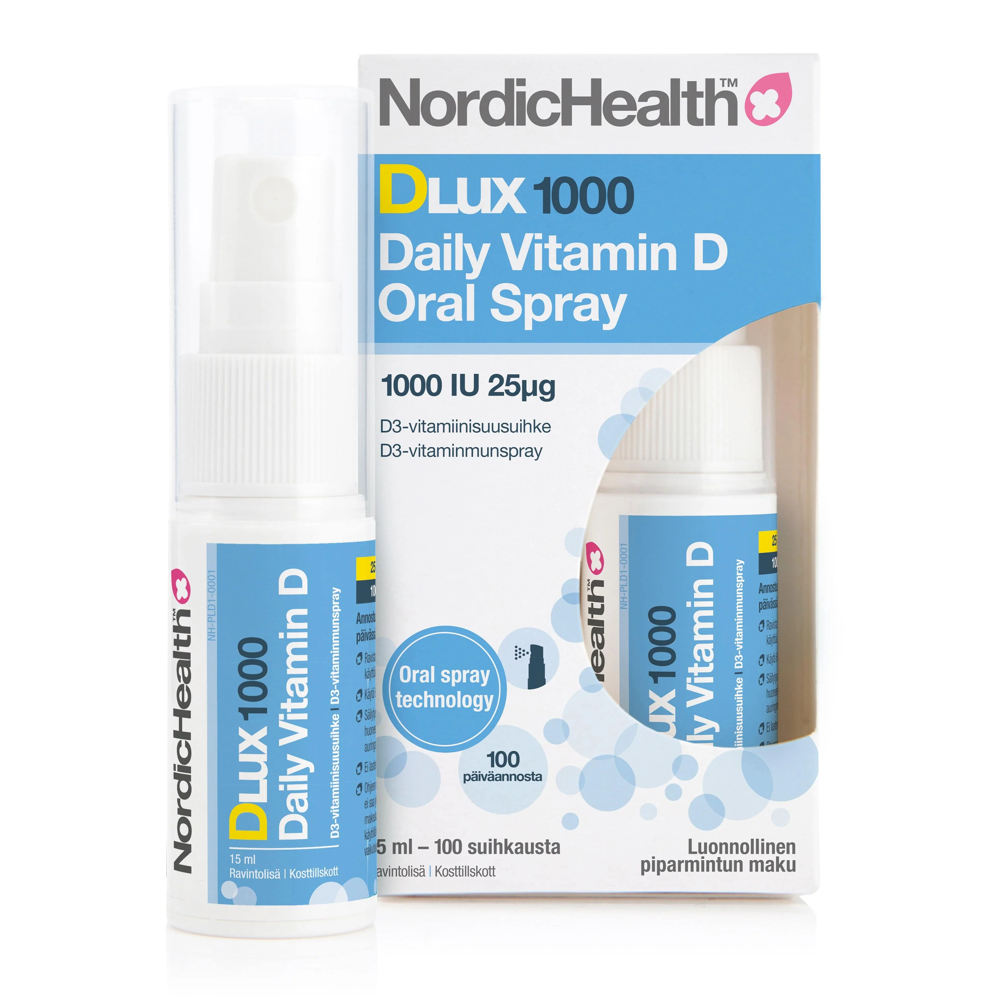 Nordic Health Dlux 1000 Daily Vitamin D Oral Spray - D3-Vitamiinisuusuihke 25 µg 15 ml