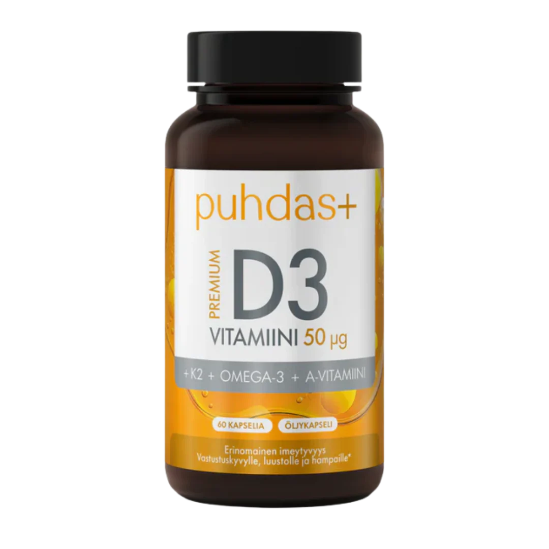 Puhdas+ Premium D3-vitamiini 50 µg 60 kaps.