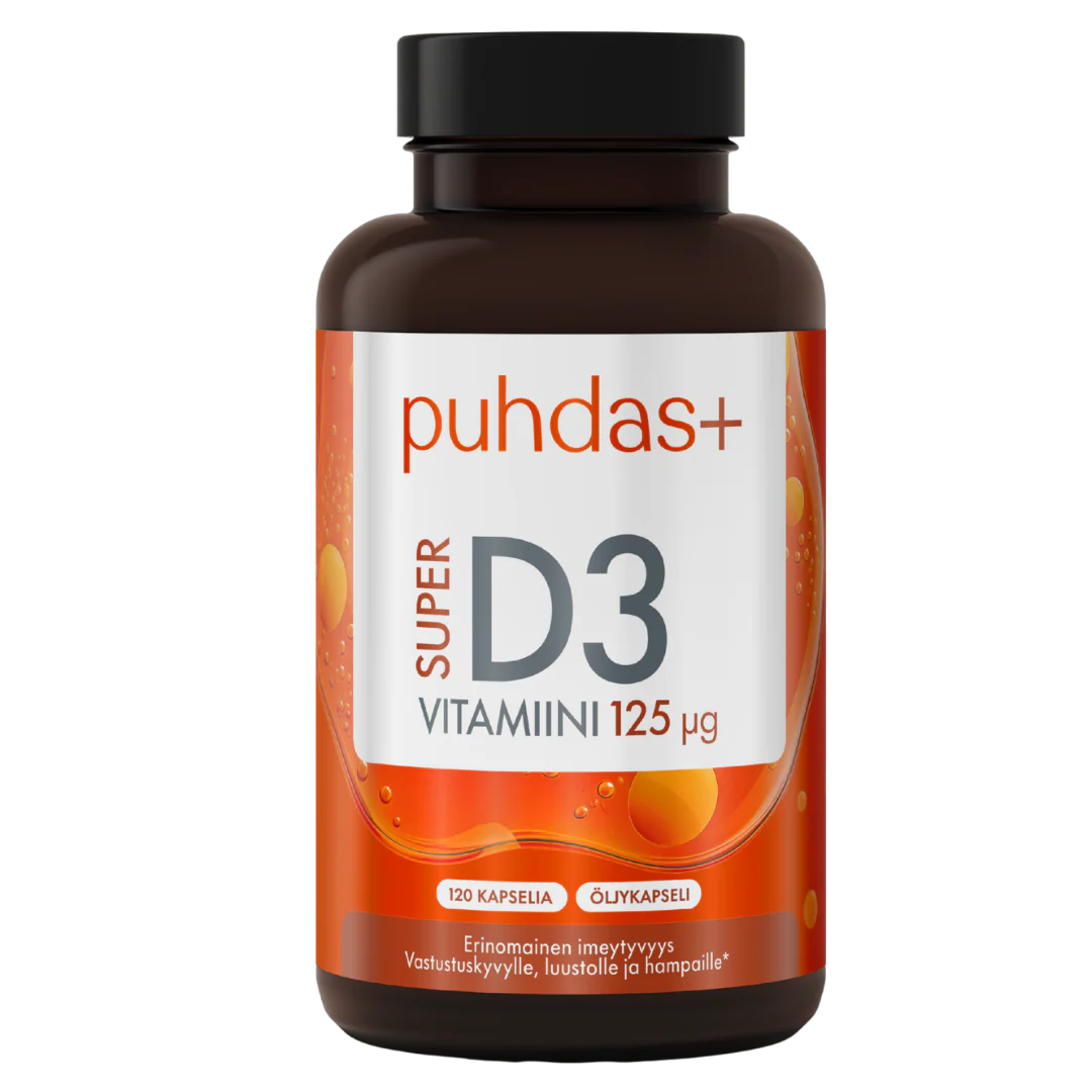 Puhdas+ Super D3-vitamiini 125 µg 120 kaps.