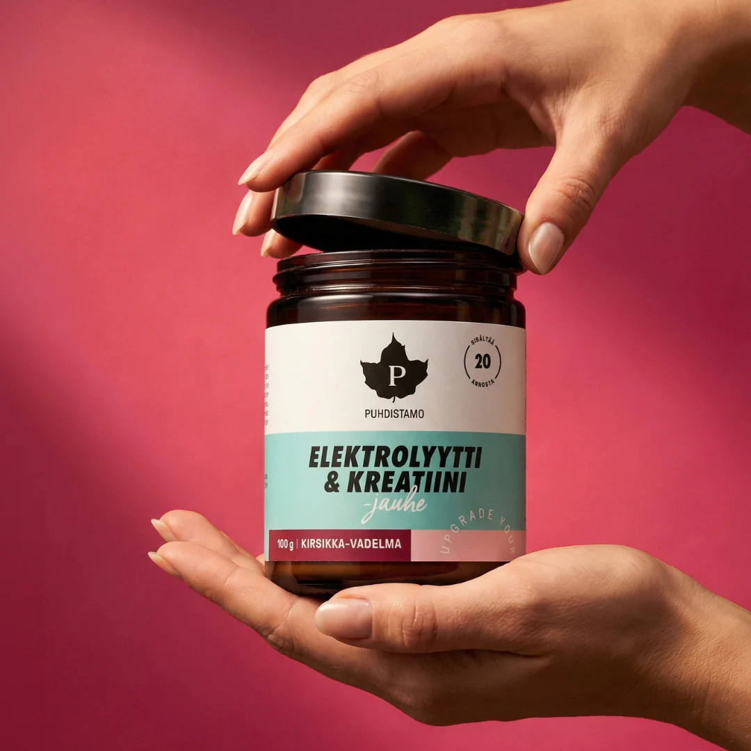 Puhdistamo Elektrolyytti & Kreatiini -jauhe Kirsikka-Vadelma 100 g - Image 2