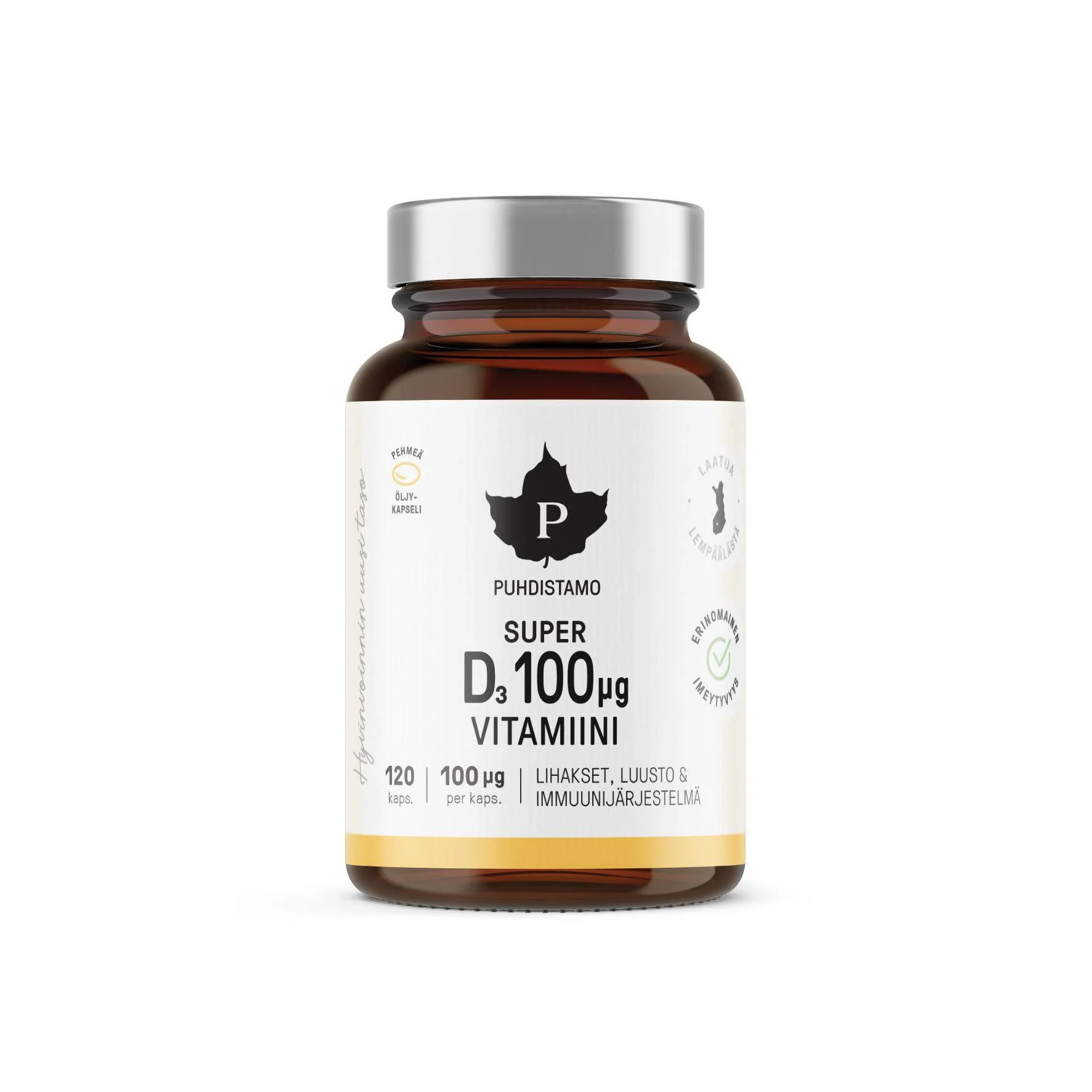 Puhdistamo Super D-Vitamiini 100 μg 120 kaps.