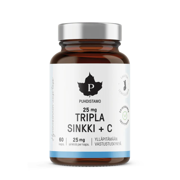 Puhdistamo Tripla Sinkki + C 25 mg 60 kaps.