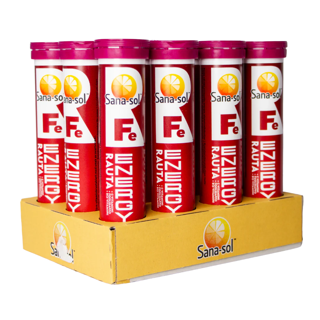 Sana-Sol Fe-Energy Rauta Mustaherukka 12 x 20 poretabl. TUKKUPAKKAUS