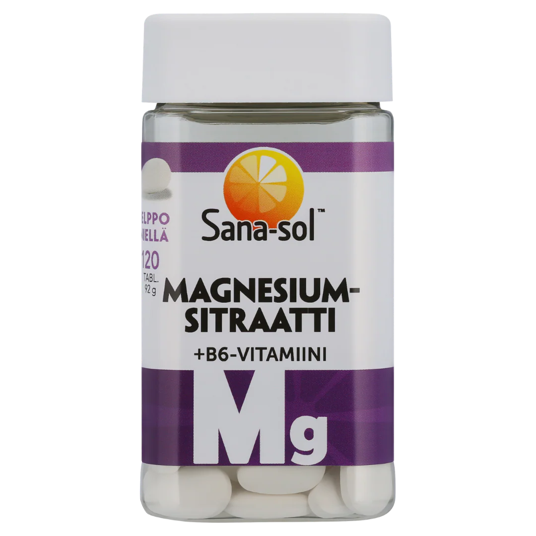 Sana-Sol Magnesiumsitraatti + B6-vitamiini 120 tabl.