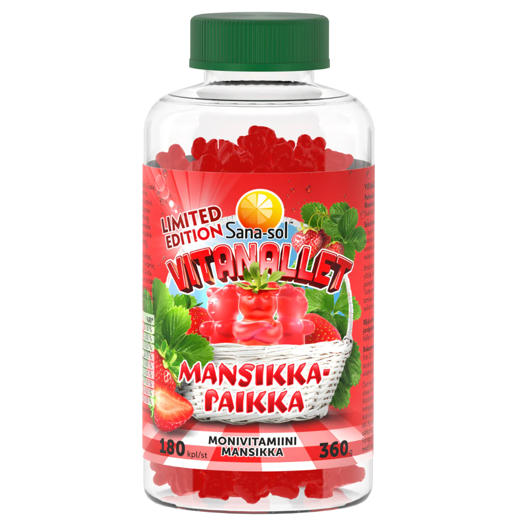 Sana-sol Vitanallet Monivitamiini Mansikkapaikka 180 kpl