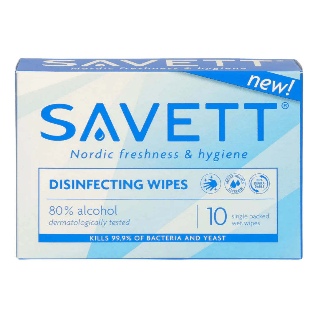 Savett Disinfecting Wipes - Kosteuspyyhkeet 10 kpl - Ihon desinfiointiin ja puhdistukseen