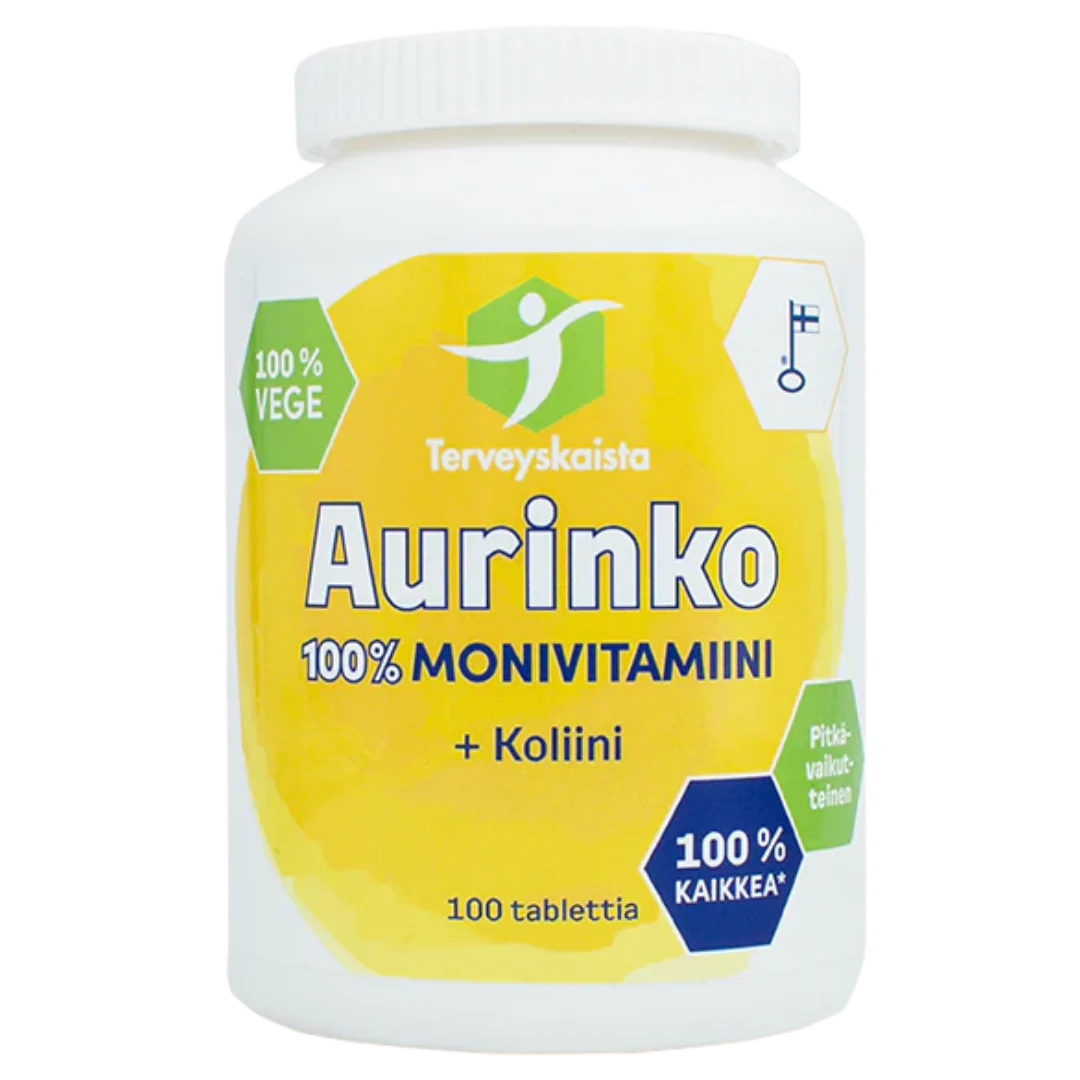 Terveyskaista Aurinko 100% Monivitamiini + Koliini 100 tabl.