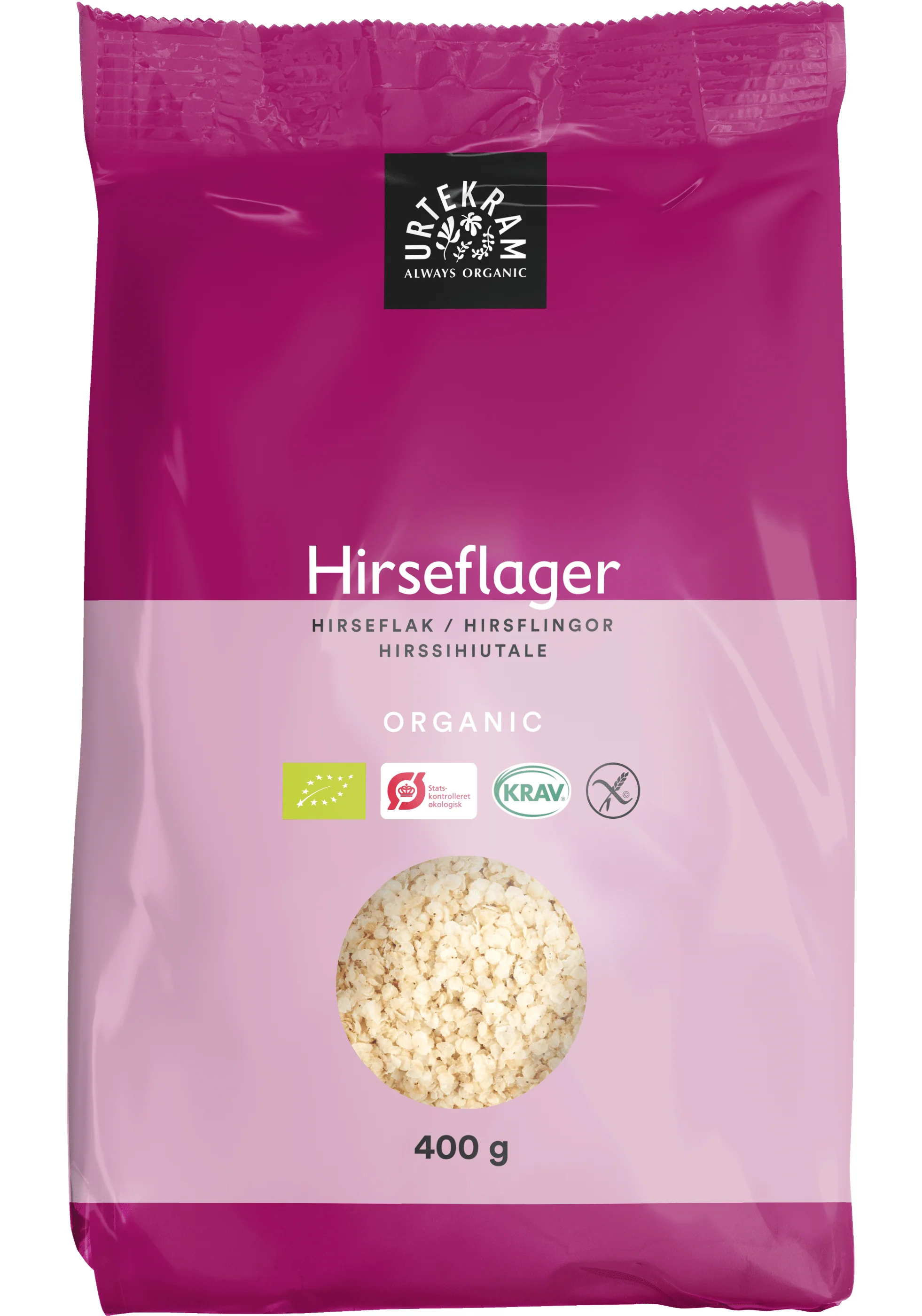 Urtekram Hirssihiutale 400 g - Päiväys 07/2026